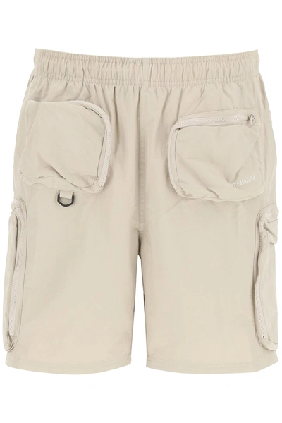 Shop Stussy Cargo Bermuda In Beige