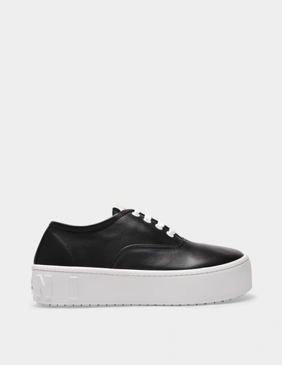 Shop Marni Sneakers Mit Plateau Aus Schwarzem Leder In Black