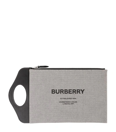 Shop Burberry Canvas And Leather Pocket Pouch In Black