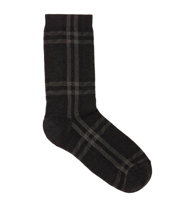 Shop Burberry Check Intarsia Socks In Black