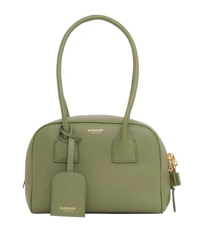 Shop Burberry Leather Half Cube Bag In Green