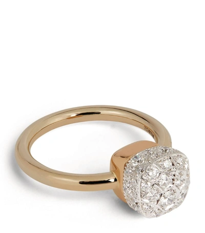 Shop Pomellato White Gold, Rose Gold And Diamond Nudo Solitaire Ring