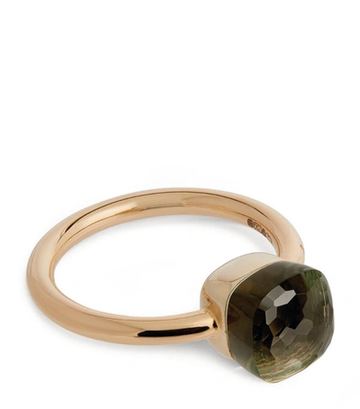 Shop Pomellato Mixed Gold And Prasiolite Nudo Petit Ring In Green