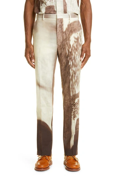 Shop Fendi Shady Window Slim Fit Cotton Trousers In Travertino