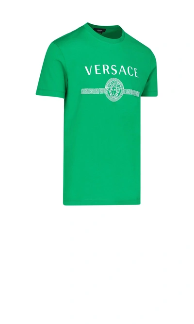 Shop Versace Men's Green Cotton T-shirt