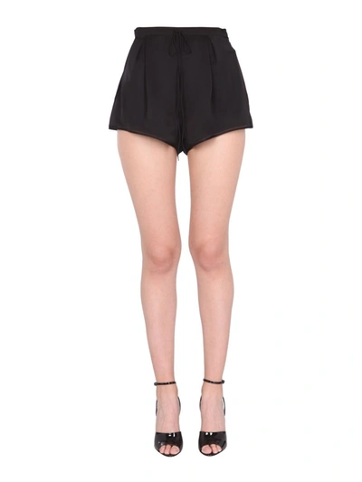 Shop Saint Laurent Women's Black Silk Shorts