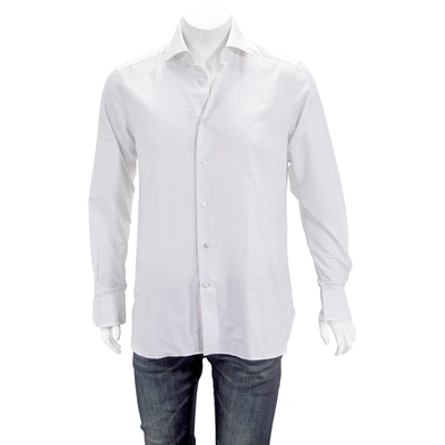 Shop Ermenegildo Zegna White Cotton Long-sleeve Dress Shirt