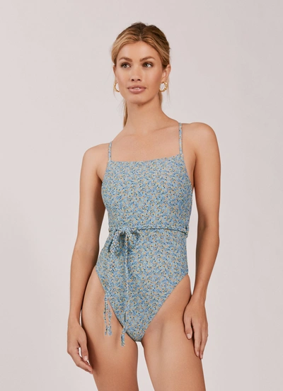 Shop Something Navy Hibiscus Floral One Piece In Blue
