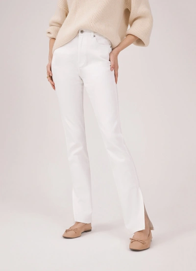 Shop Something Navy Nina Denim Pants With Slit In White