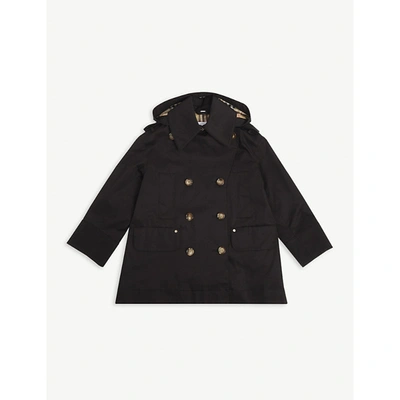 Shop Burberry Boys Black Kids Merel Detachable-hooded Cotton Trench Coat 4-14 Years 10 Years