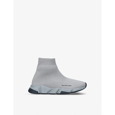 Shop Balenciaga Speed High-top Woven Trainers 3-7 Years In Grey