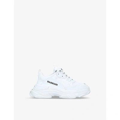 Balenciaga Kids' Triple S Mesh And Leather Trainers 4-7 Years In White |  ModeSens