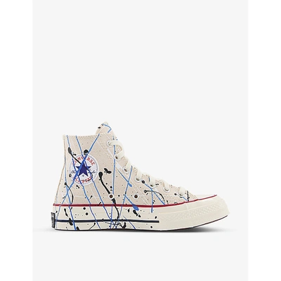 Shop Converse All Star Hi Chuck 70's Paint-splattered Canvas Trainers In Paint Splatter Egret Dig