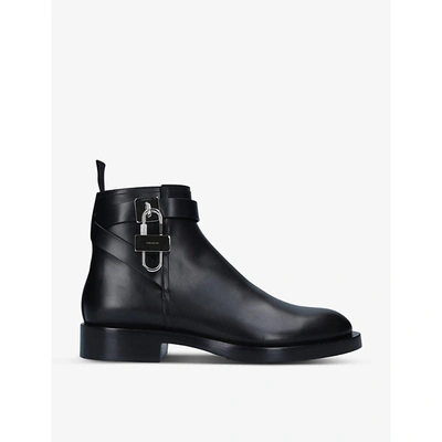 Shop Givenchy Men's Black Lock Leather Ankle Boots