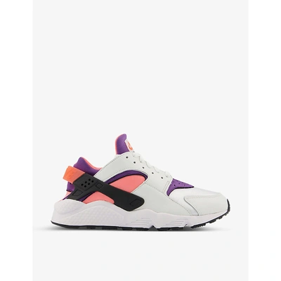 Shop Nike Women's White Purple Bright Mang Air Huarache Suedette And Woven Mid-top Trainers