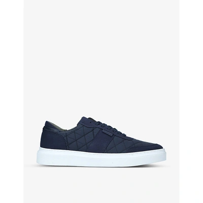 Shop Barbour Men's Navy Liddesdale Quilted Shell And Woven Low-top Trainers