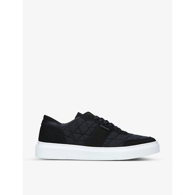 Shop Barbour Mens Black Liddesdale Quilted Shell And Woven Low-top Trainers