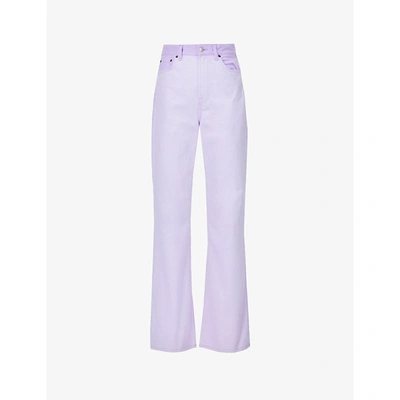 Shop Acne Studios Womens Lavender Lilac Upcycled Pankita Wide High-rise Upcycled-denim Jeans 10 In Purple