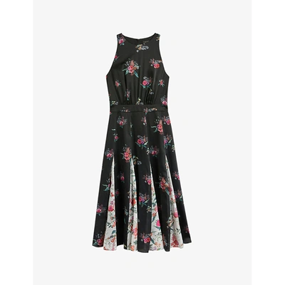 Ted Baker Womens Black Liilo Floral-print Woven Midi Dress 10 | ModeSens
