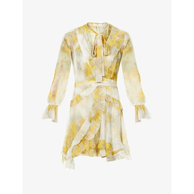 Shop Zimmermann Botanica Floral-print Silk-crepe Wrap Mini Dress