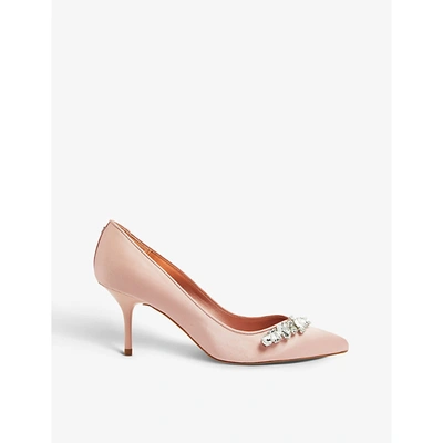 Shop Ted Baker Womens Lt-pink Sparkal Embellished-crystal Mid-heel Court Shoes 3