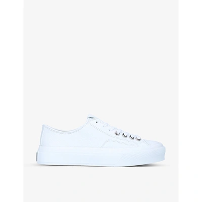 Shop Givenchy City Branded Leather Low-top Trainers In White