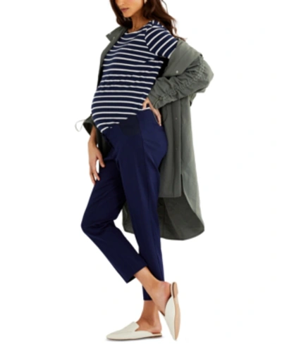 Shop A Pea In The Pod Maternity Straight-leg Twill Pants In Navy