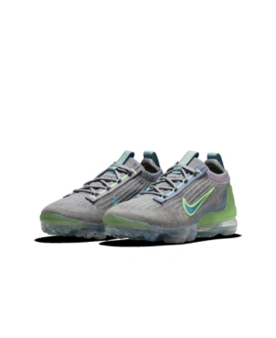 Shop Nike Big Kids Air Vapormax 2021 Flyknit Casual Sneakers From Finish Line In Particle Gray, Barely Gray