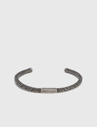 Shop Maison Margiela Embossed Bracelet In Silver