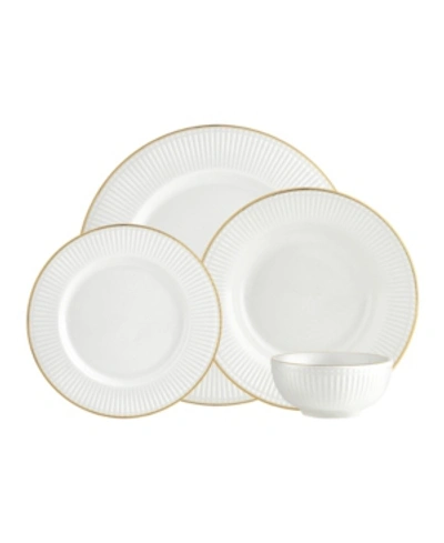 Shop Godinger Republique 16 Piece Banded Dinnerware Set, Service For 4 In White