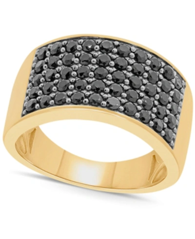 Shop Macy's Men's Black Diamond Ring (2 Ct. T.w.) In 14k Gold-plated Sterling Silver