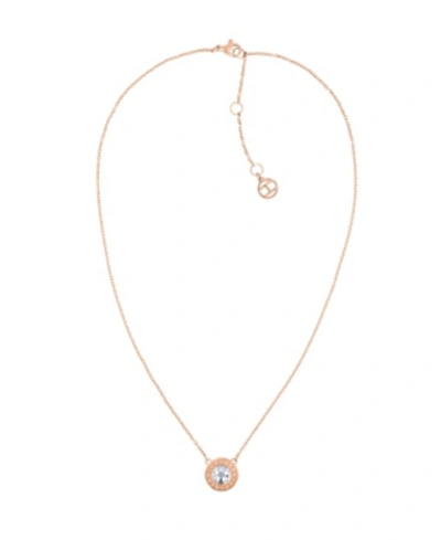 Shop Tommy Hilfiger Women's Stone Necklace In Rose Gold-tone