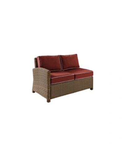 Shop Crosley Bradenton Outdoor Wicker Sectional Left Corner Loveseat With Cushions In Red