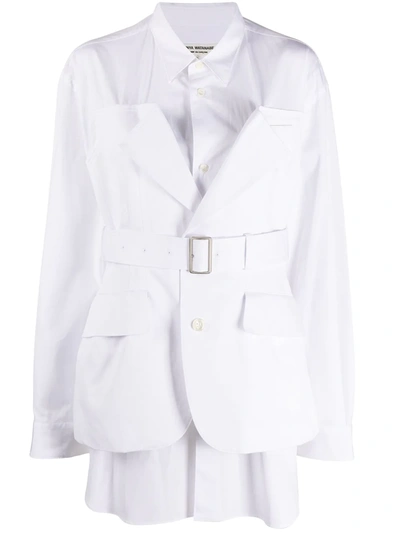 Shop Junya Watanabe Belted Layered Jacket In White