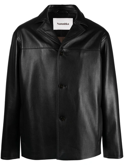 Shop Nanushka Arto Vegan Leather Jacket In Black