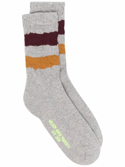 Shop Golden Goose Stripe Trim Socks In Grey