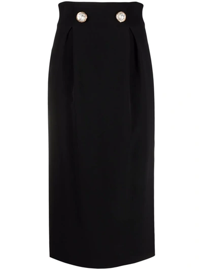 Shop Versace Crystal-embellished Midi Skirt In Black