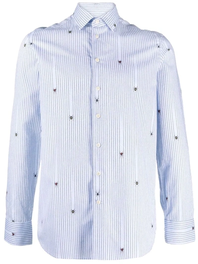 Shop Etro Spider-print Cotton Shirt In Blue