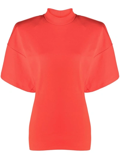Shop Attico Mock-neck Cotton Top In Orange