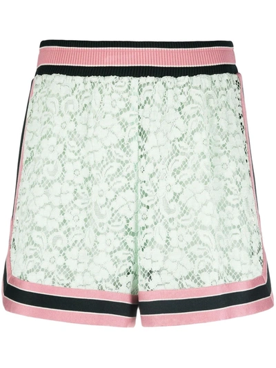 Shop Dolce & Gabbana Contrast-stripe Lace Shorts In Grey