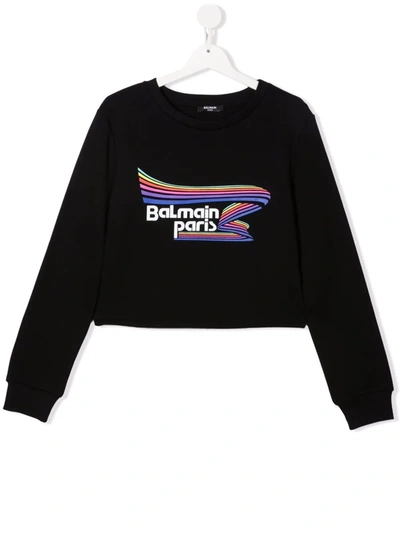 Shop Balmain Teen Logo-printed Sweatshirt In Black