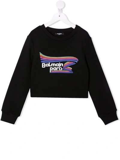 Shop Balmain Logo-printed Sweatshirt In Black