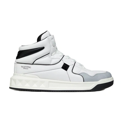 Shop Valentino One Stud High-top Sneakers In 0n2