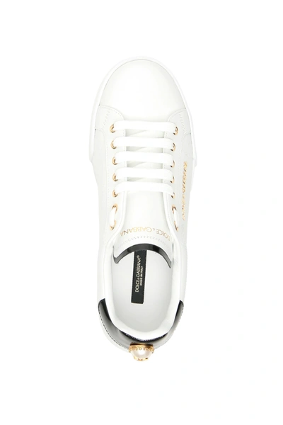 Shop Dolce & Gabbana Portofino Sneakers With Pearl In White