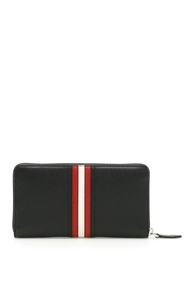 Shop Bally Telen Zip Around Wallet In Black,red,white