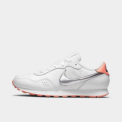 Shop Nike Boys' Big Kids' Md Valiant Casual Shoes In White/metallic Silver-crimson Bliss