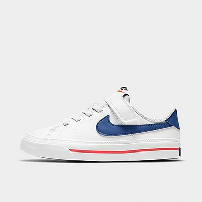 Shop Nike Little Kids' Court Legacy Casual Shoes In White/deep Royal Blue-university Red