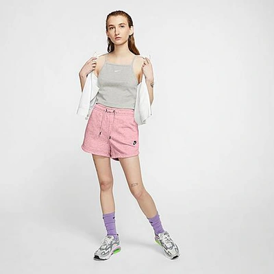 Shop Nike Women's Sportswear Essential French Terry Shorts In Pink Glaze/black