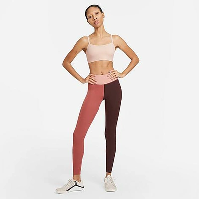 Shop Nike Women's One Luxe Ribbed Leggings In Canyon Rust/clear