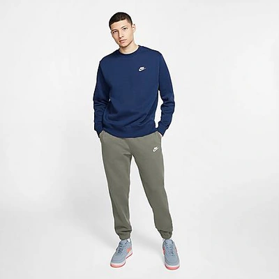 Shop Nike Men's Sportswear Club Fleece Metallic Jogger Pants In Light Army/light Army/white